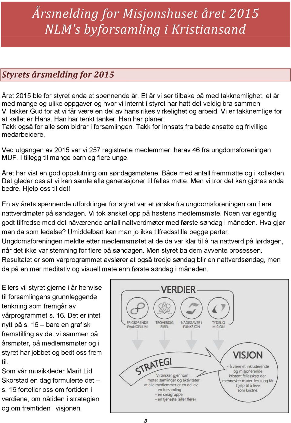 Vi takker Gud for at vi får være en del av hans rikes virkelighet og arbeid. Vi er takknemlige for at kallet er Hans. Han har tenkt tanker. Han har planer.