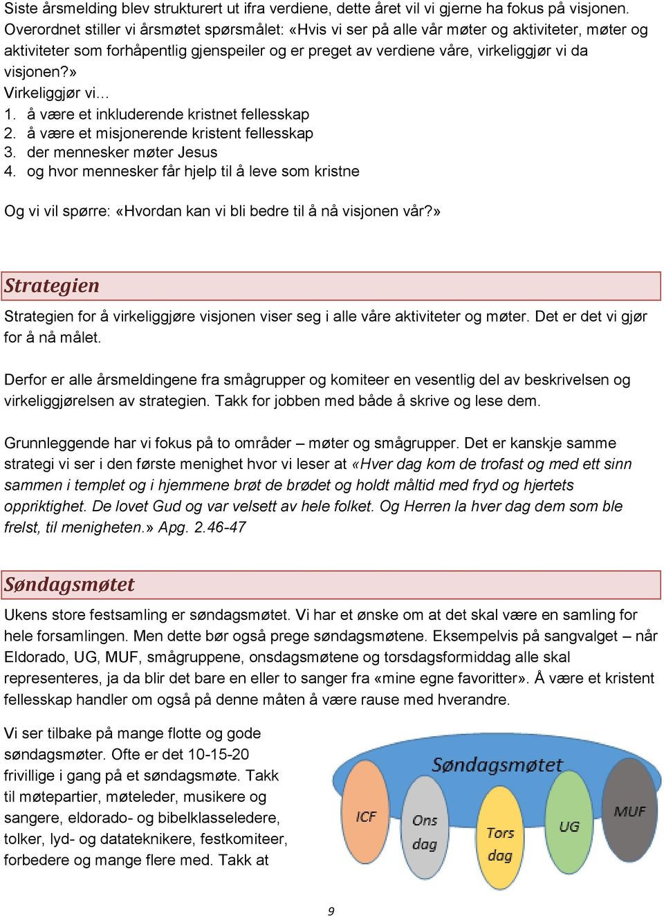 » Virkeliggjør vi 1. å være et inkluderende kristnet fellesskap 2. å være et misjonerende kristent fellesskap 3. der mennesker møter Jesus 4.