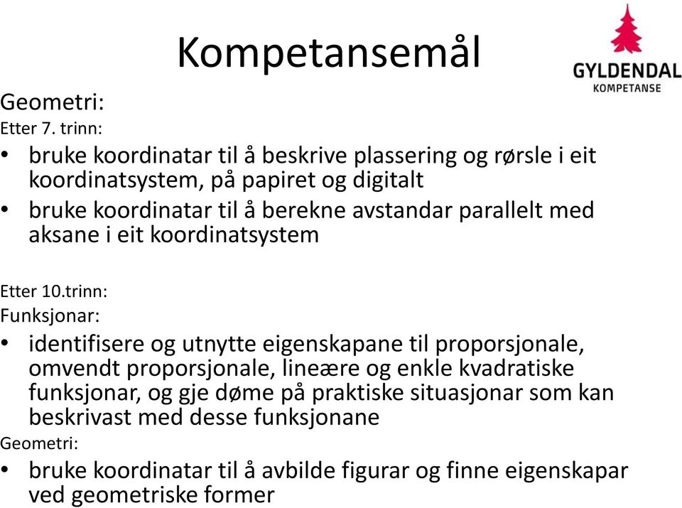 berekne avstandar parallelt med aksane i eit koordinatsystem Etter 10.