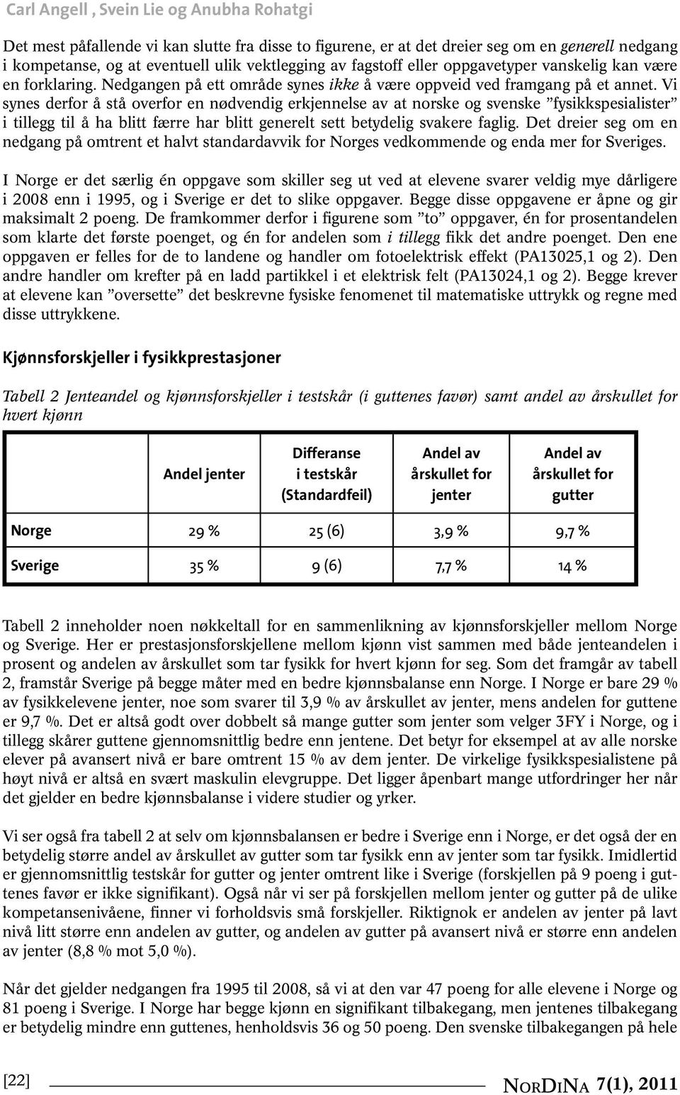 Vi synes derfor å stå overfor en nødvendig erkjennelse av at norske og svenske fysikkspesialister i tillegg til å ha blitt færre har blitt generelt sett betydelig svakere faglig.