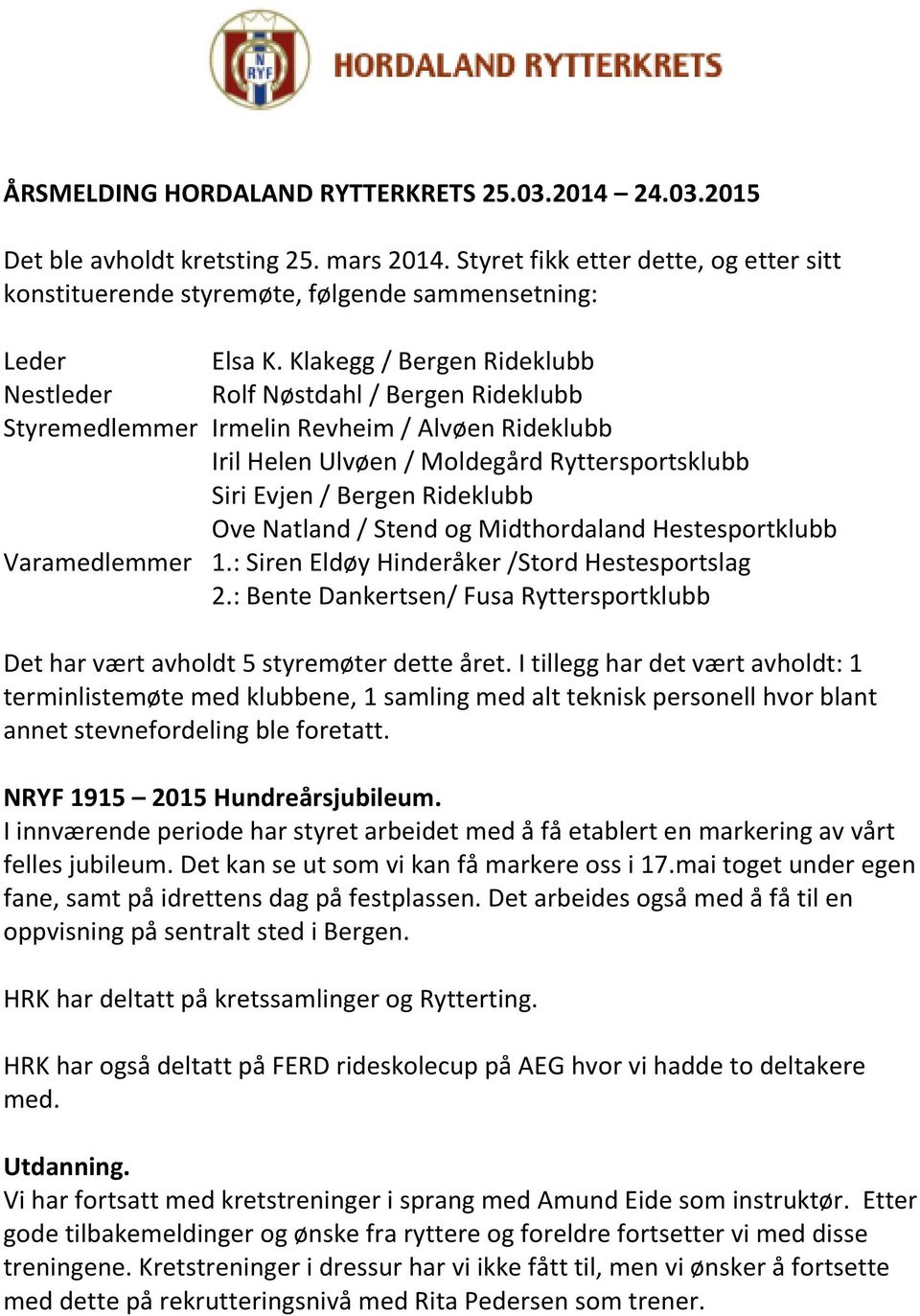 Ove Natland / Stend og Midthordaland Hestesportklubb Varamedlemmer 1.: Siren Eldøy Hinderåker /Stord Hestesportslag 2.