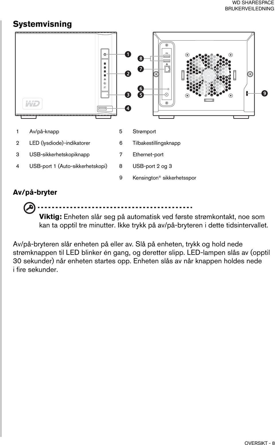 opptil tre minutter. Ikke trykk på av/på-bryteren i dette tidsintervallet. Av/på-bryteren slår enheten på eller av.