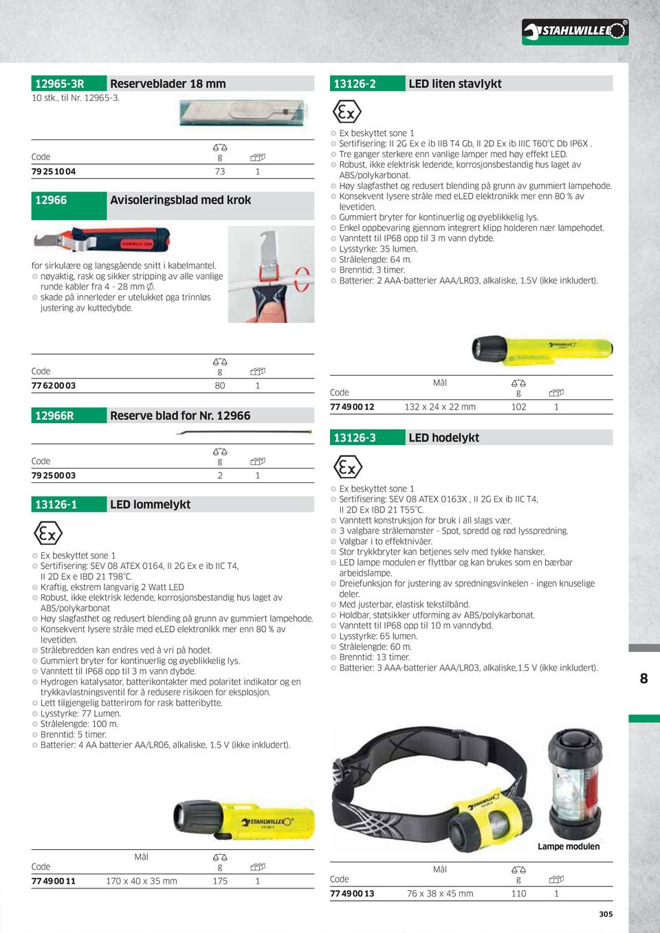 Ex beskyttet sone Sertifiserin: II 2G Ex e ib IIB T4 Gb, II 2D Ex ib IIIC T60 C Db IP6X. Tre aner sterkere enn vanlie lamper med høy effekt ED.