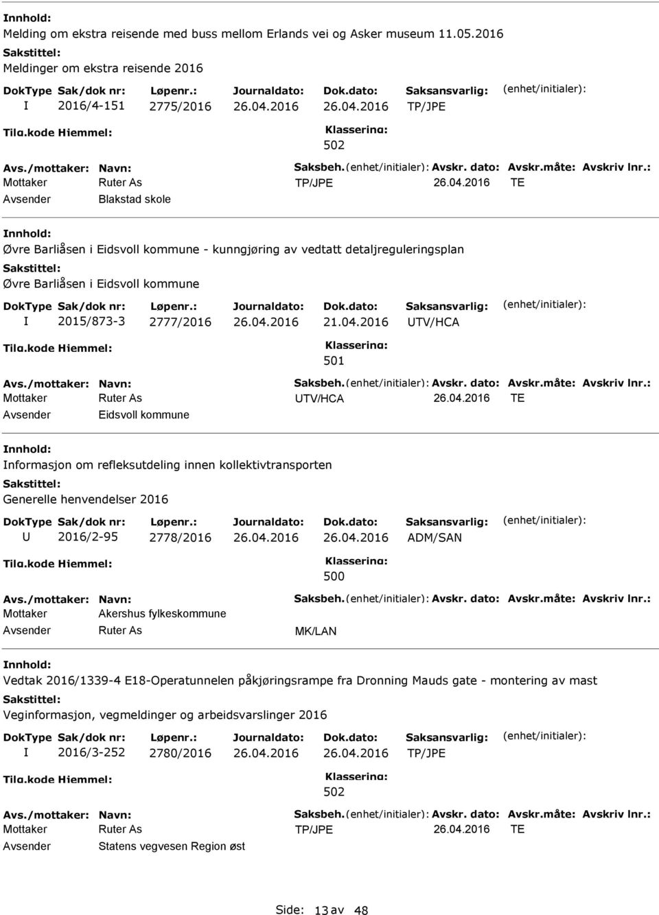 Barliåsen i Eidsvoll kommune 2015/873-3 2777/2016 21.04.