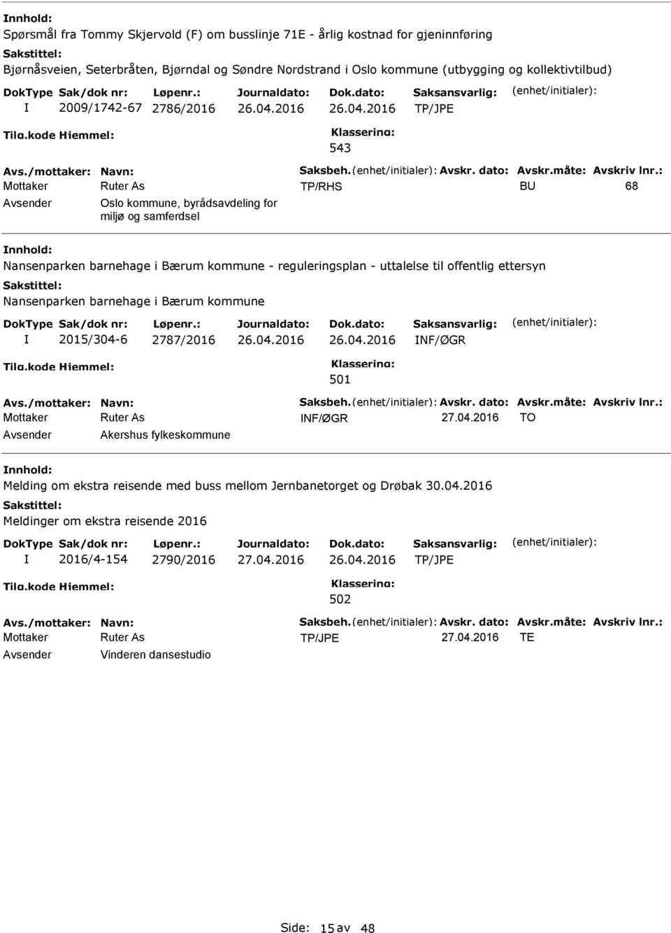 kommune - reguleringsplan - uttalelse til offentlig ettersyn Nansenparken barnehage i Bærum kommune 2015/304-6 2787/2016 NF/ØGR NF/ØGR TO Akershus fylkeskommune