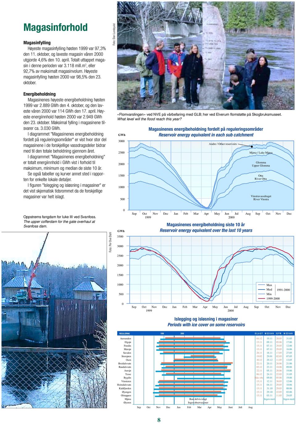 Foto: Dan Lundquist Energibeholdning Magasinenes høyeste energibeholdning høsten 1999 var 2.889 GWh den 4. oktober, og den laveste våren 2 var 114 GWh den 17. april.