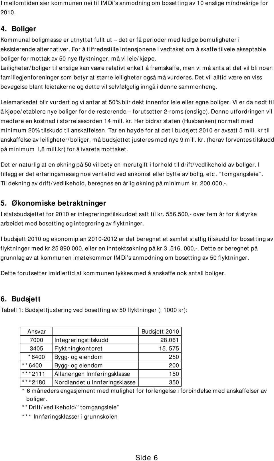 For å tilfredsstille intensjonene i vedtaket om å skaffe tilveie akseptable boliger for mottak av 50 nye flyktninger, må vi leie/kjøpe.