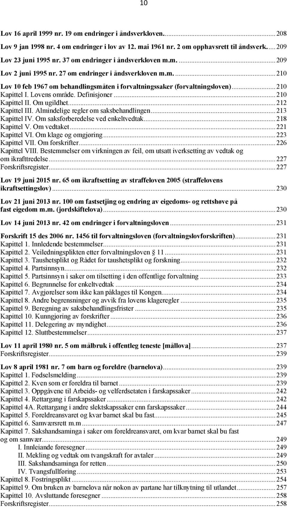 Lovens område. Definisjoner... 210 Kapittel II. Om ugildhet... 212 Kapittel III. Almindelige regler om saksbehandlingen... 213 Kapittel IV. Om saksforberedelse ved enkeltvedtak... 218 Kapittel V.