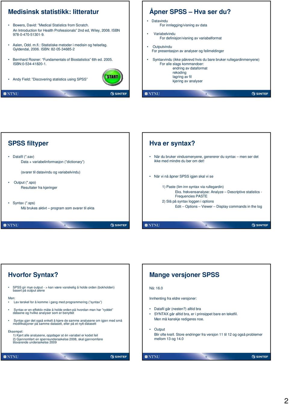 Andy Field: Discovering statistics using SPSS Åpner SPSS Hva ser du?