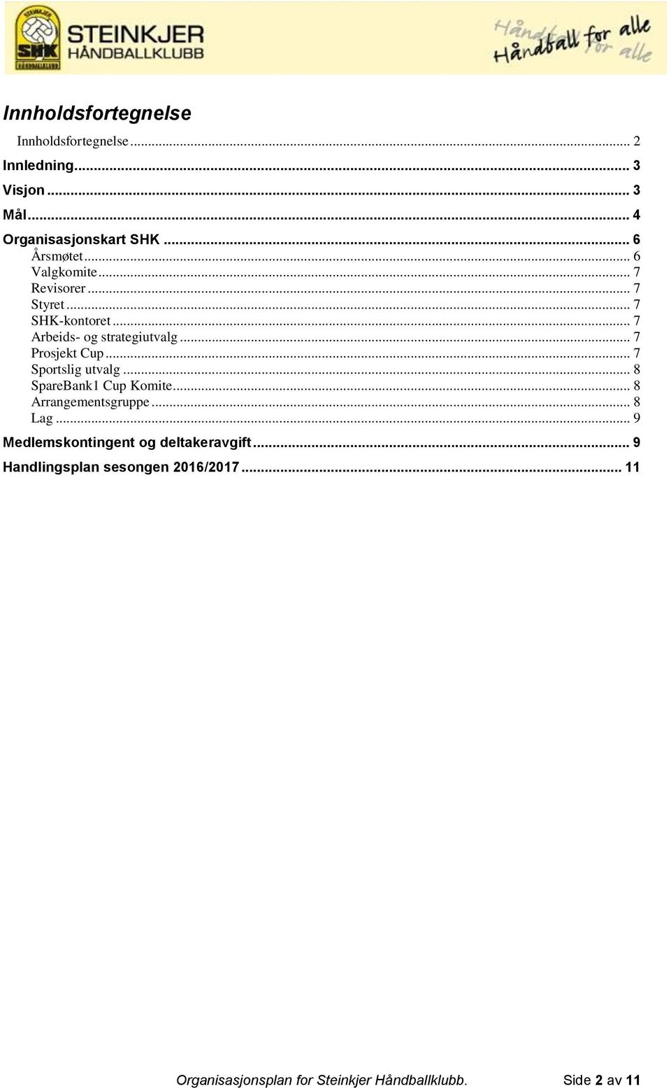 .. 7 Prosjekt Cup... 7 Sportslig utvalg... 8 SpareBank1 Cup Komite... 8 Arrangementsgruppe... 8 Lag.