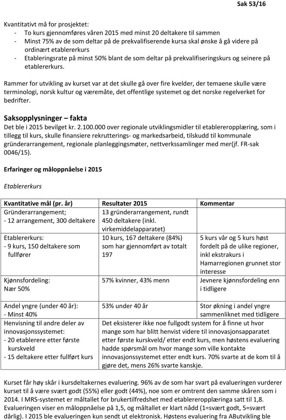 Rammer for utvikling av kurset var at det skulle gå over fire kvelder, der temaene skulle være terminologi, norsk kultur og væremåte, det offentlige systemet og det norske regelverket for bedrifter.