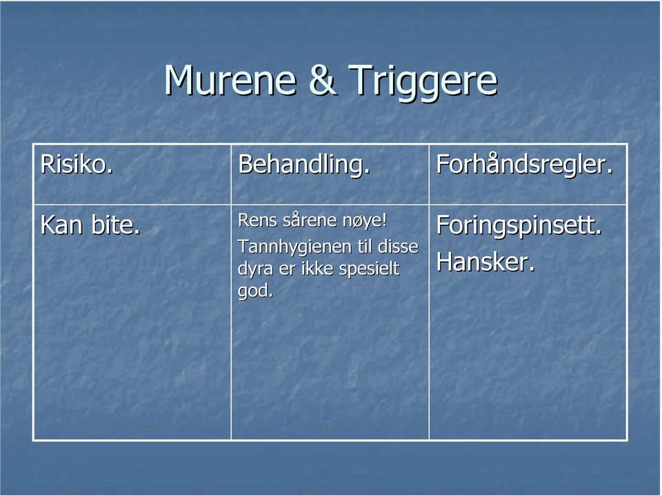 n Tannhygienen til disse dyra