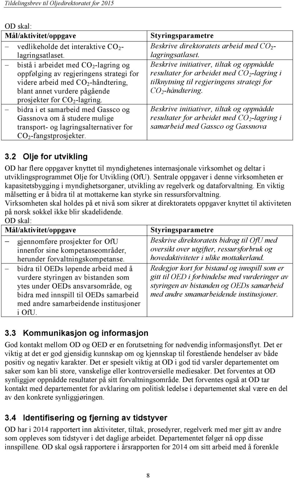 bidra i et samarbeid med Gassco og Gassnova om å studere mulige transport- og lagringsalternativer for CO 2 -fangstprosjekter. Beskrive direktoratets arbeid med CO 2 - lagringsatlaset.