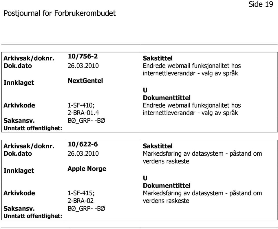 4 BØ_GRP- -BØ Endrede webmail funksjonalitet hos internettleverandør - valg av språk Arkivsak/doknr.