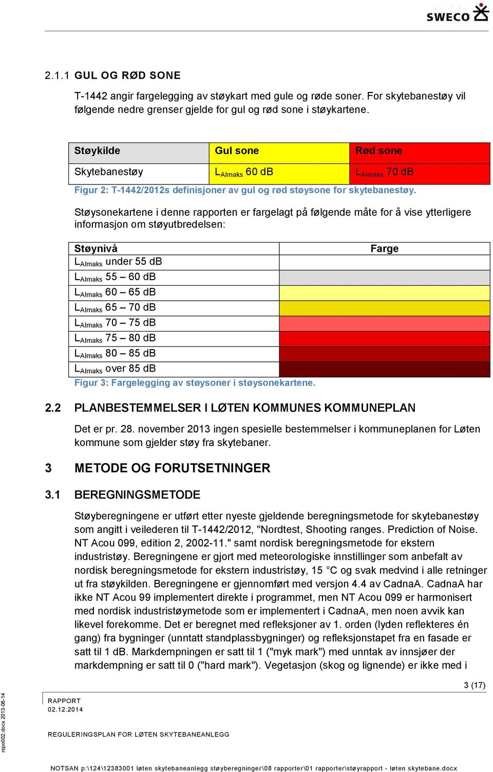 Støysonekartene i denne rapporten er fargelagt på følgende måte for å vise ytterligere informasjon om støyutbredelsen: Støynivå L AImaks under 55 db L AImaks 55 60 db L AImaks 60 65 db L AImaks 65 70