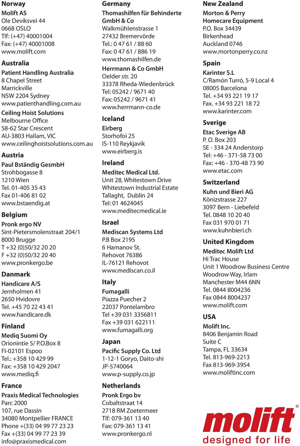 01-405 35 43 Fax 01-406 81 02 www.bstaendig.at Belgium Pronk ergo NV Sint-Pietersmolenstraat 204/1 8000 Brugge T +32 (0)50/32 20 20 F +32 (0)50/32 20 40 www.pronkergo.