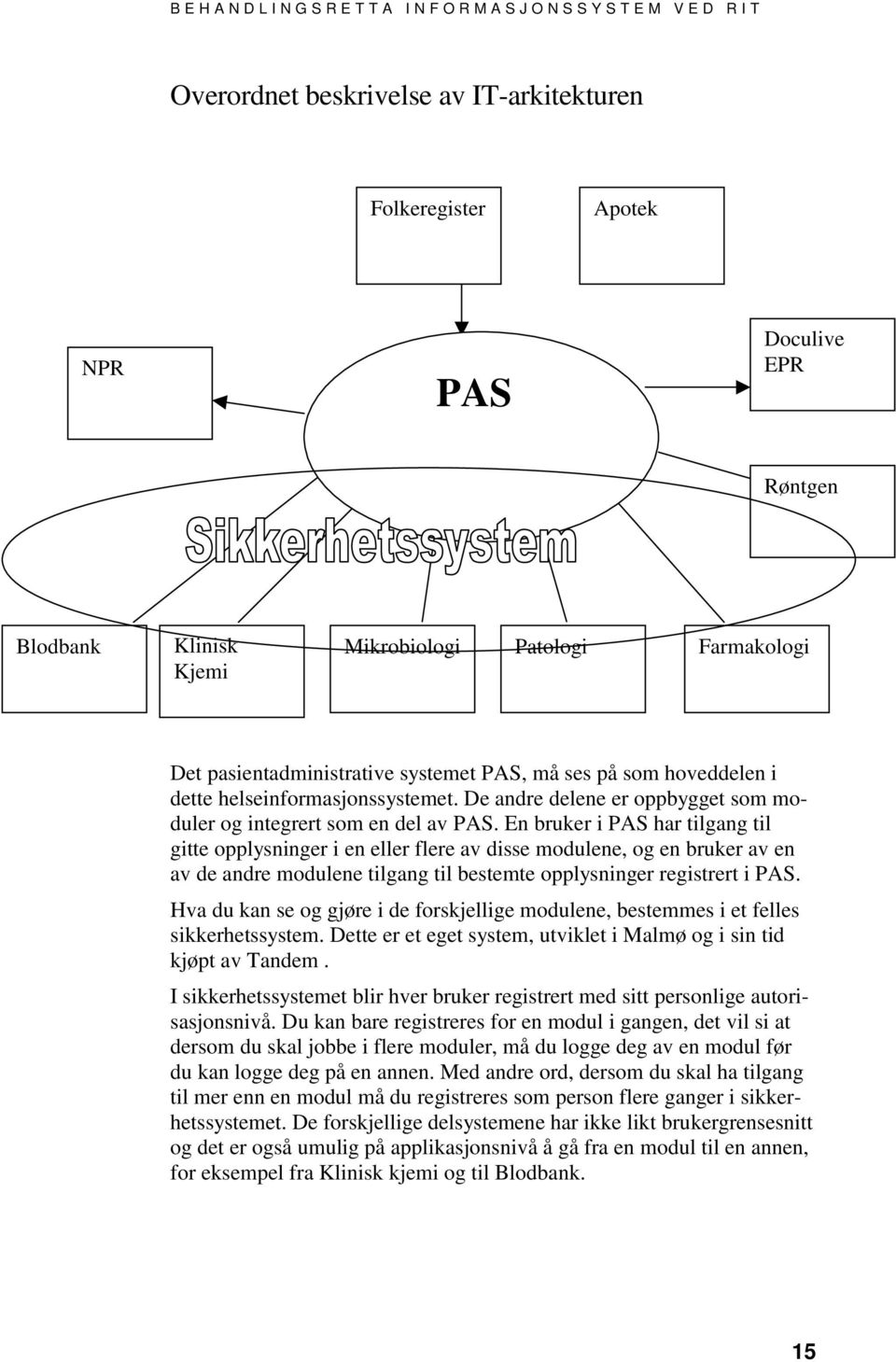 En bruker i PAS har tilgang til gitte opplysninger i en eller flere av disse modulene, og en bruker av en av de andre modulene tilgang til bestemte opplysninger registrert i PAS.