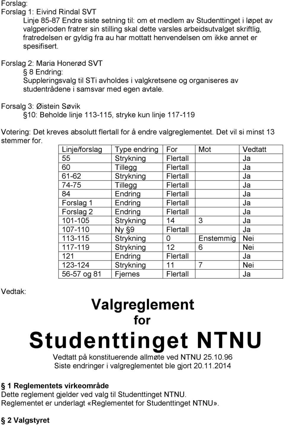 Forslag 2: Maria Honerød SVT 8 Endring: Suppleringsvalg til STi avholdes i valgkretsene og organiseres av studentrådene i samsvar med egen avtale.