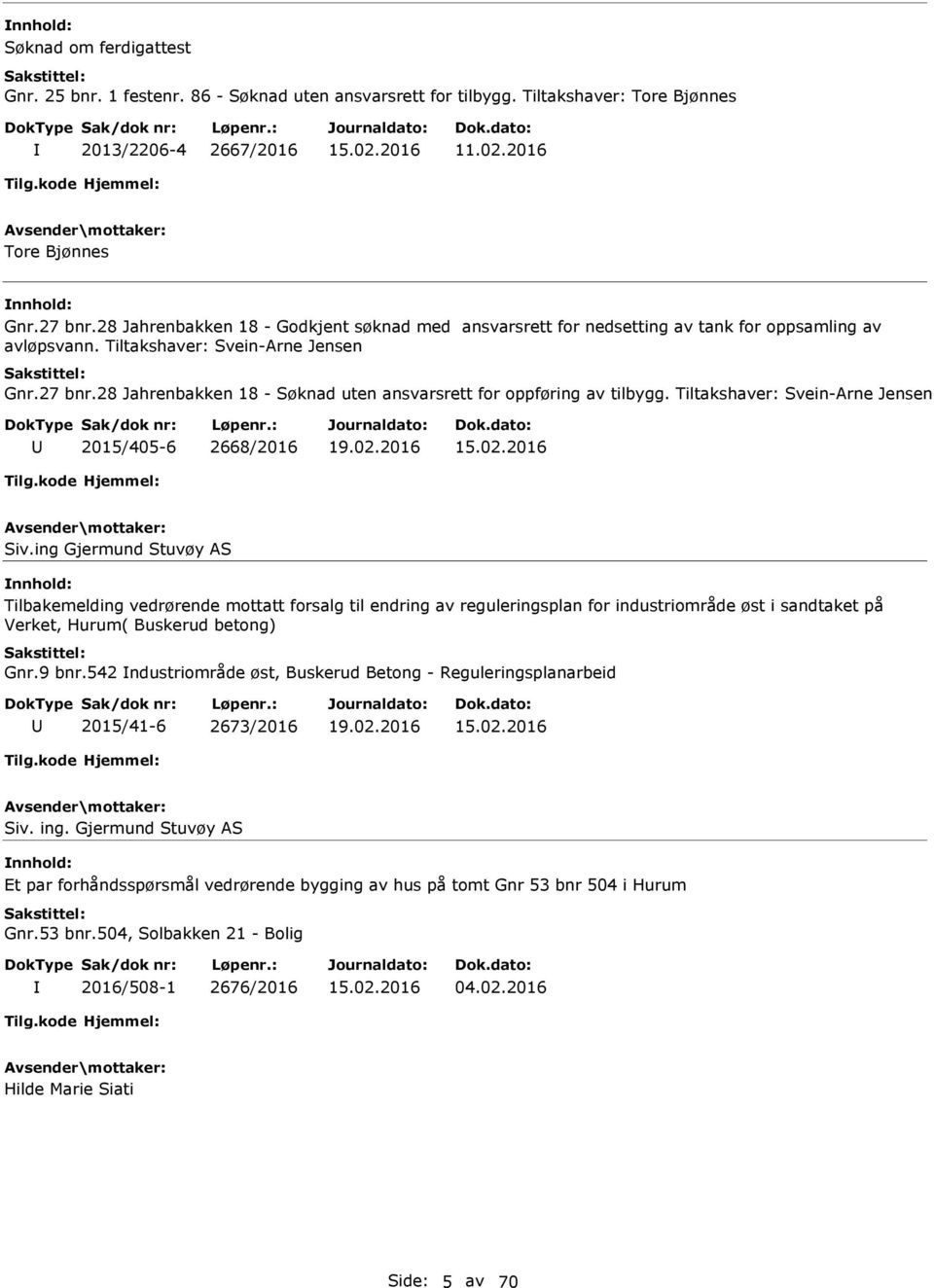 28 Jahrenbakken 18 - Søknad uten ansvarsrett for oppføring av tilbygg. Tiltakshaver: Svein-rne Jensen 2015/405-6 2668/2016 Siv.