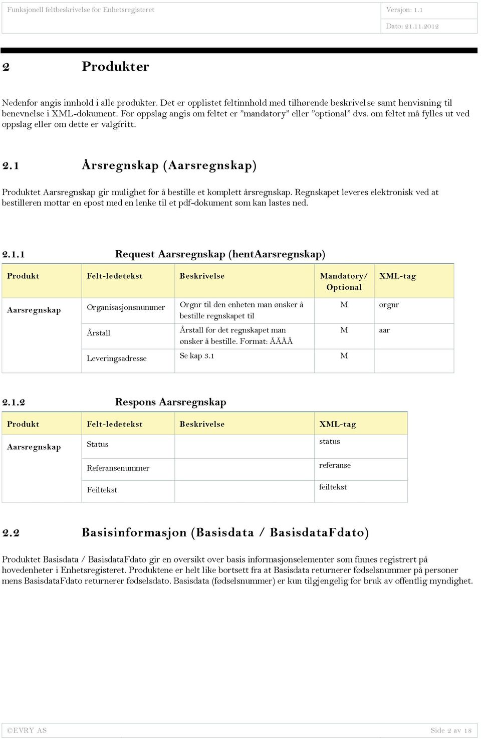 1 Årsregnskap (Aarsregnskap) Produktet Aarsregnskap gir mulighet for å bestille et komplett årsregnskap.