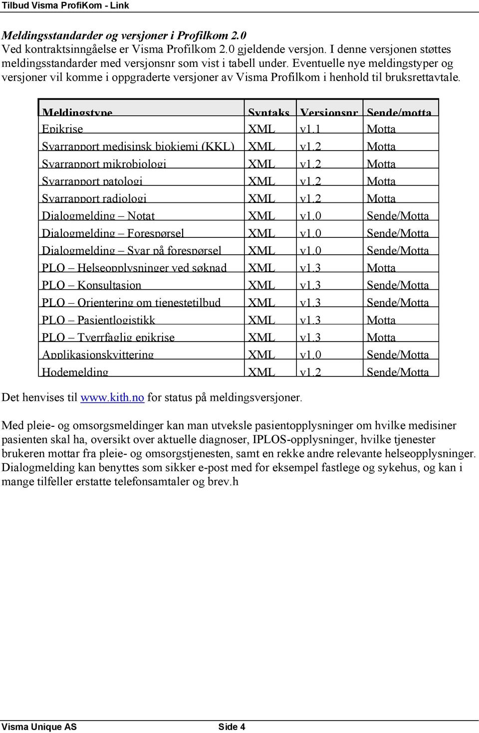 1 Motta Svarrapport medisinsk biokjemi (KKL) XML v1.2 Motta Svarrapport mikrobiologi XML v1.2 Motta Svarrapport patologi XML v1.2 Motta Svarrapport radiologi XML v1.2 Motta Dialogmelding Notat XML v1.