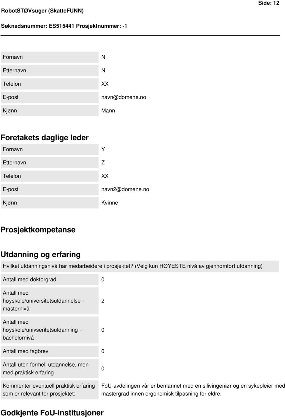 (Velg kun HØYESTE nivå av gjennomført utdanning) Antall med doktorgrad 0 Antall med høyskole/universitetsutdannelse - masternivå Antall med høyskole/univseritetsutdanning - bachelornivå 2