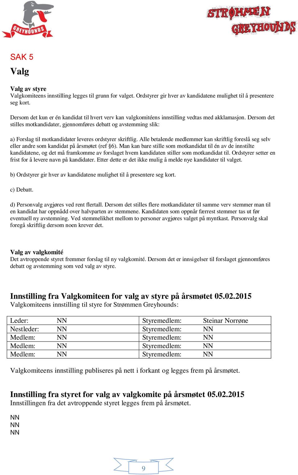 Dersom det stilles motkandidater, gjennomføres debatt og avstemming slik: a) Forslag til motkandidater leveres ordstyrer skriftlig.