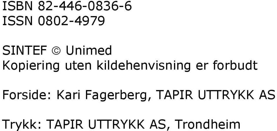 forbudt Forside: Kari Fagerberg, TAPIR