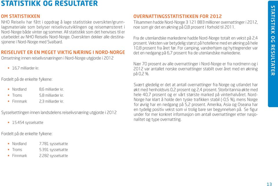 REISELIVET ER EN MEGET VIKTIG NÆRING I NORD-NORGE Omsetning innen reiselivsnæringen i Nord-Norge utgjorde i 2012 16,7 milliarder kr.