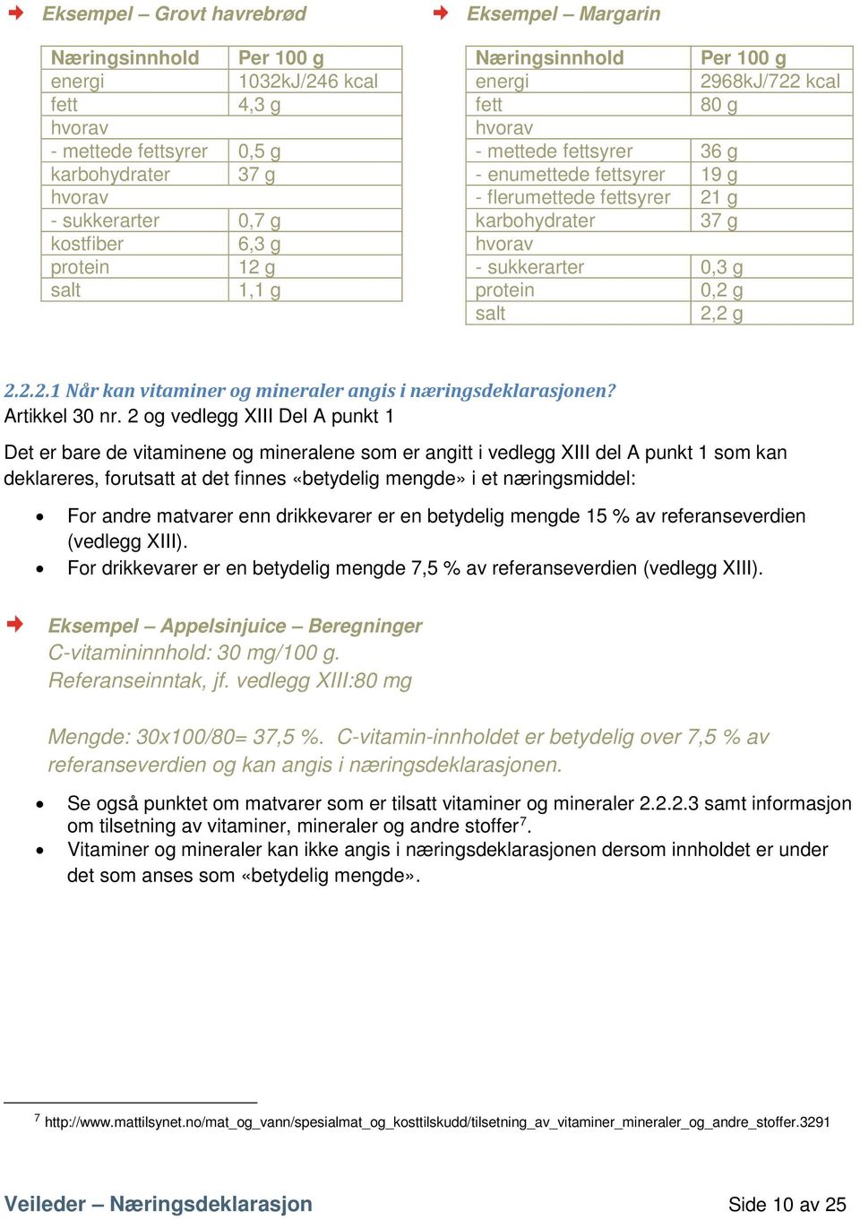 0,2 g salt 2,2 g 2.2.2.1 Når kan vitaminer og mineraler angis i næringsdeklarasjonen? Artikkel 30 nr.