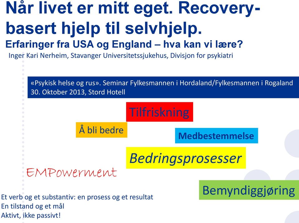 Seminar Fylkesmannen i Hordaland/Fylkesmannen i Rogaland 30.