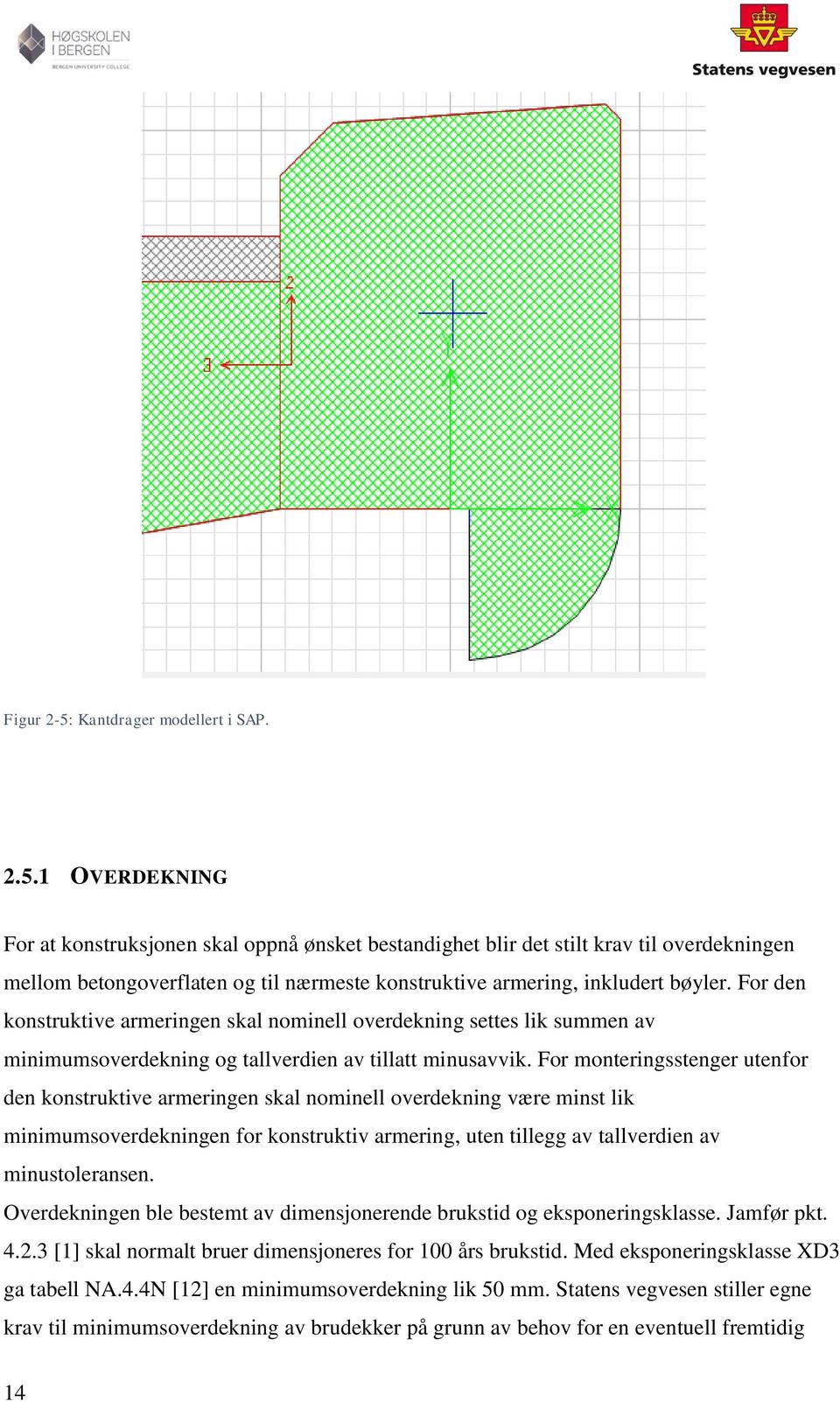 For monteringsstenger utenfor den konstruktive armeringen skal nominell overdekning være minst lik minimumsoverdekningen for konstruktiv armering, uten tillegg av tallverdien av minustoleransen.