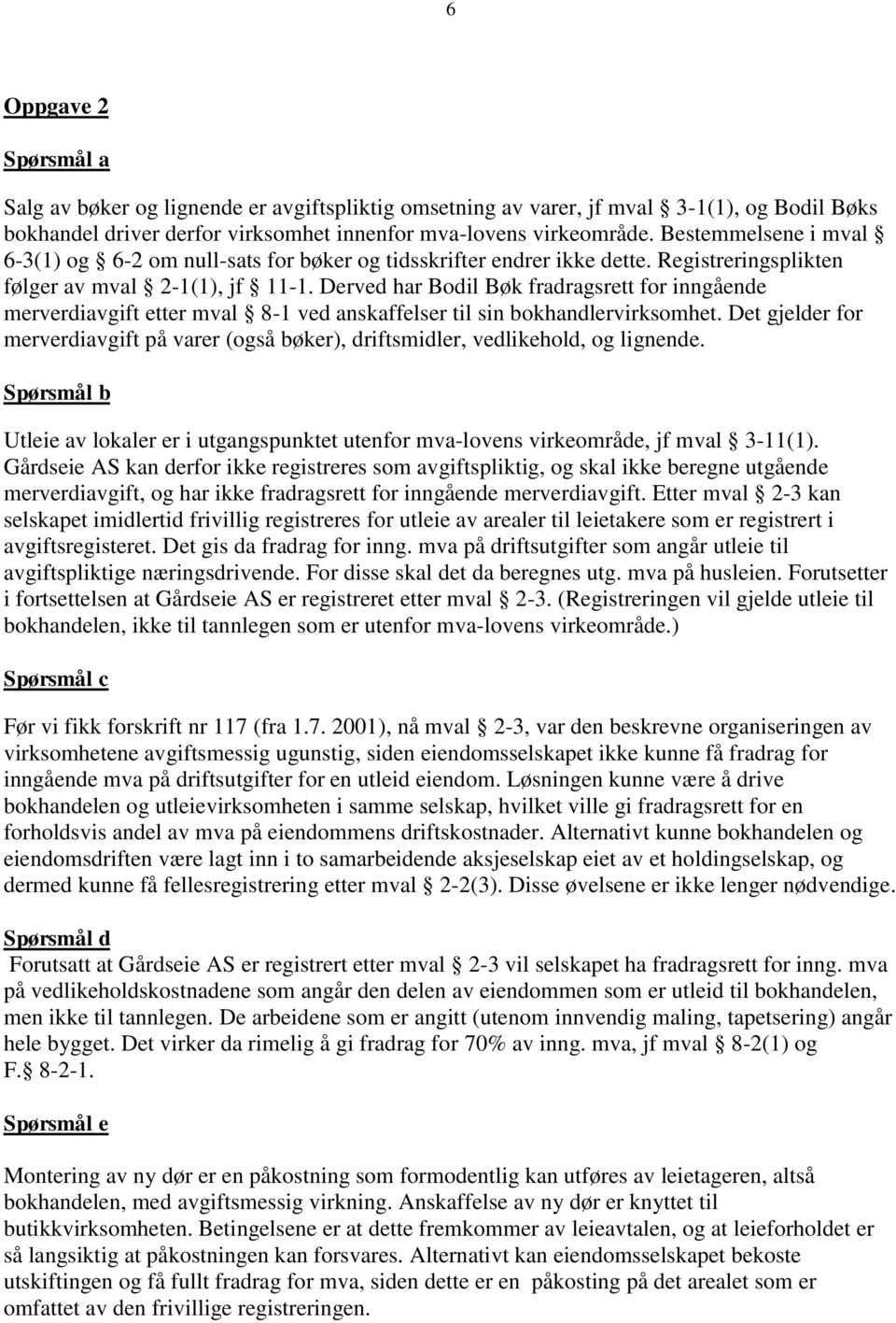 Derved har Bodil Bøk fradragsrett for inngående merverdiavgift etter mval 8-1 ved anskaffelser til sin bokhandlervirksomhet.