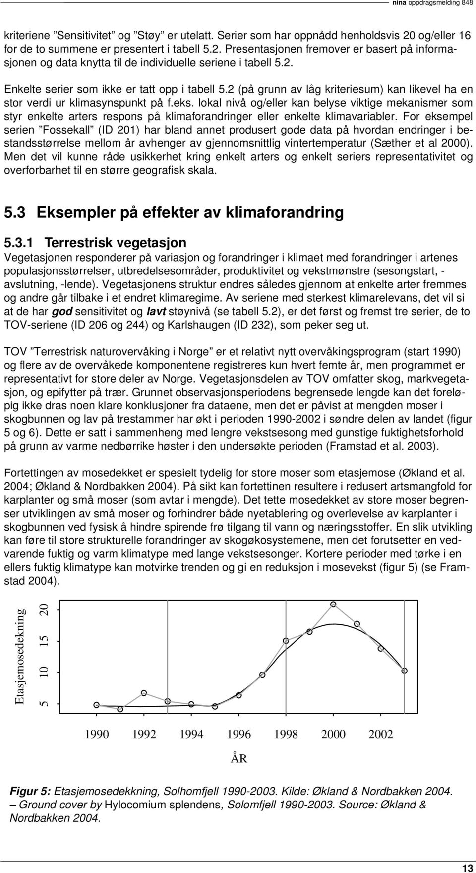 lokal nivå og/eller kan belyse viktige mekanismer som styr enkelte arters respons på klimaforandringer eller enkelte klimavariabler.