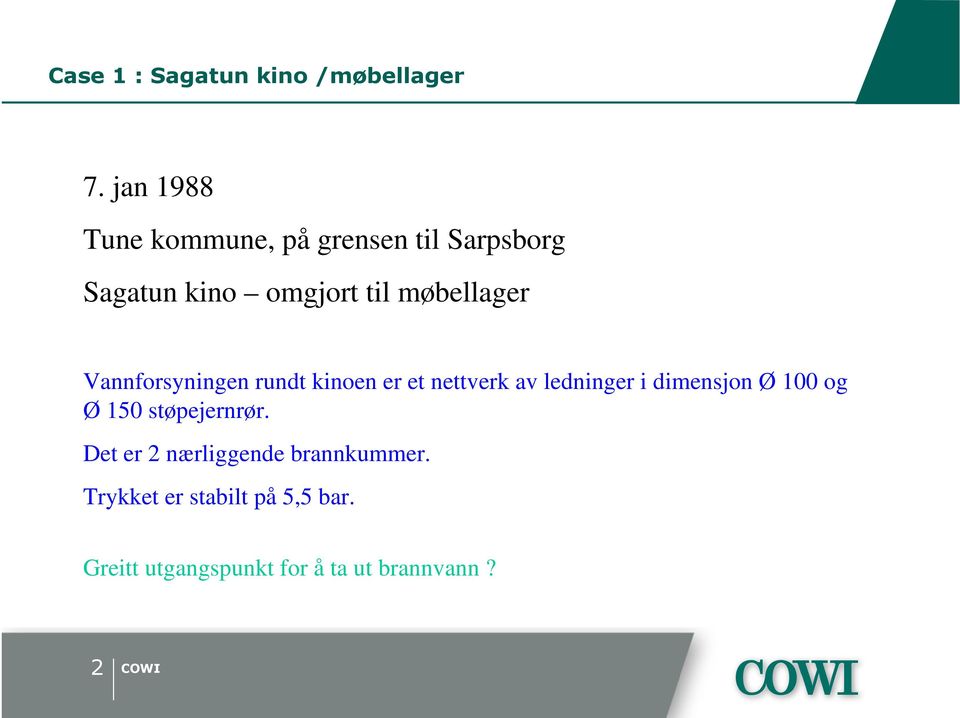 møbellager Vannforsyningen rundt kinoen er et nettverk av ledninger i dimensjon Ø