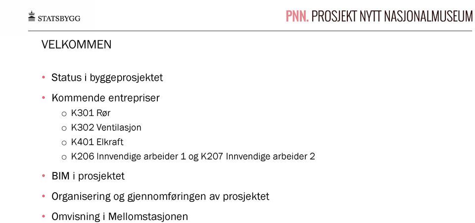 arbeider 1 og K207 Innvendige arbeider 2 BIM i prosjektet