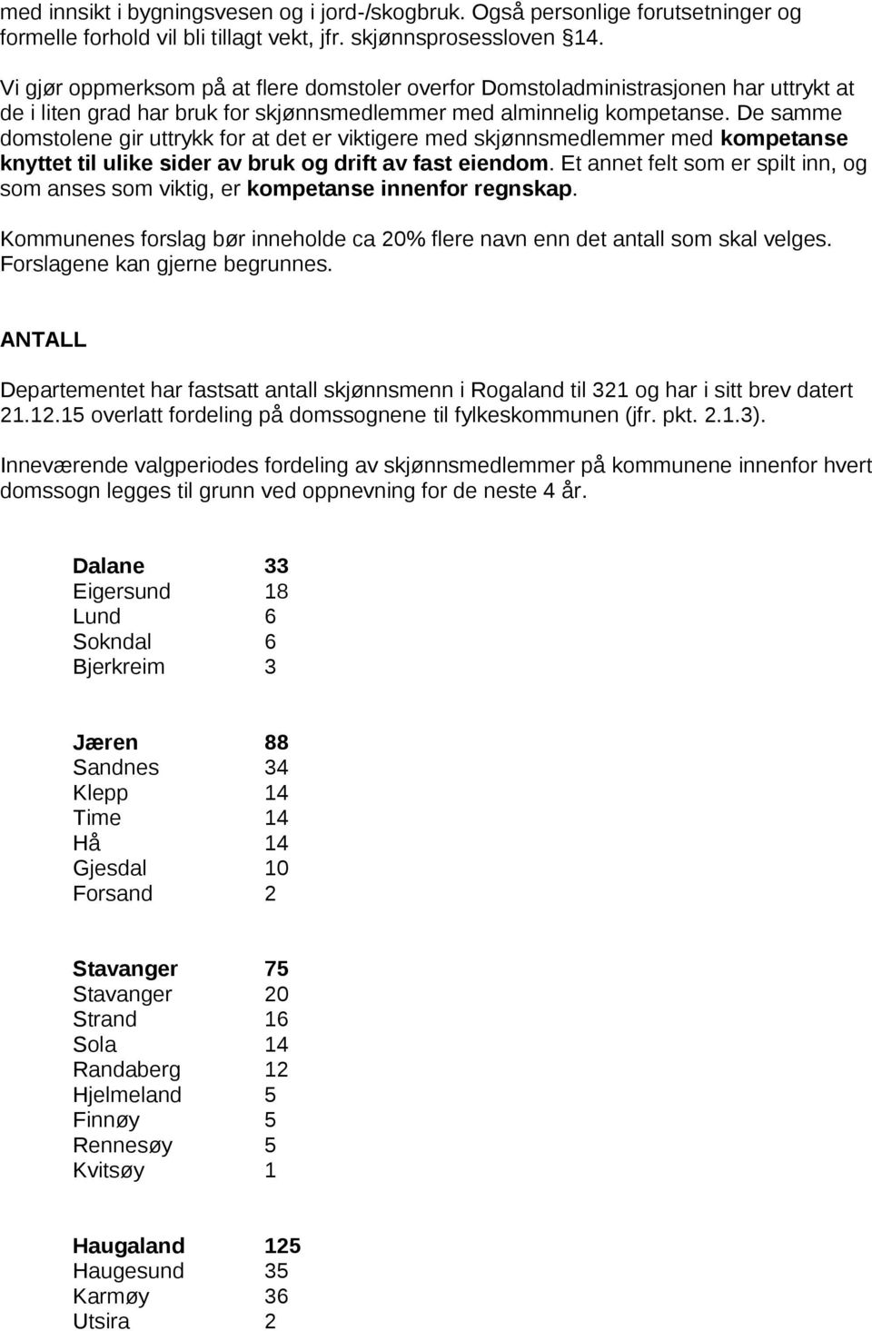 De samme domstolene gir uttrykk for at det er viktigere med skjønnsmedlemmer med kompetanse knyttet til ulike sider av bruk og drift av fast eiendom.