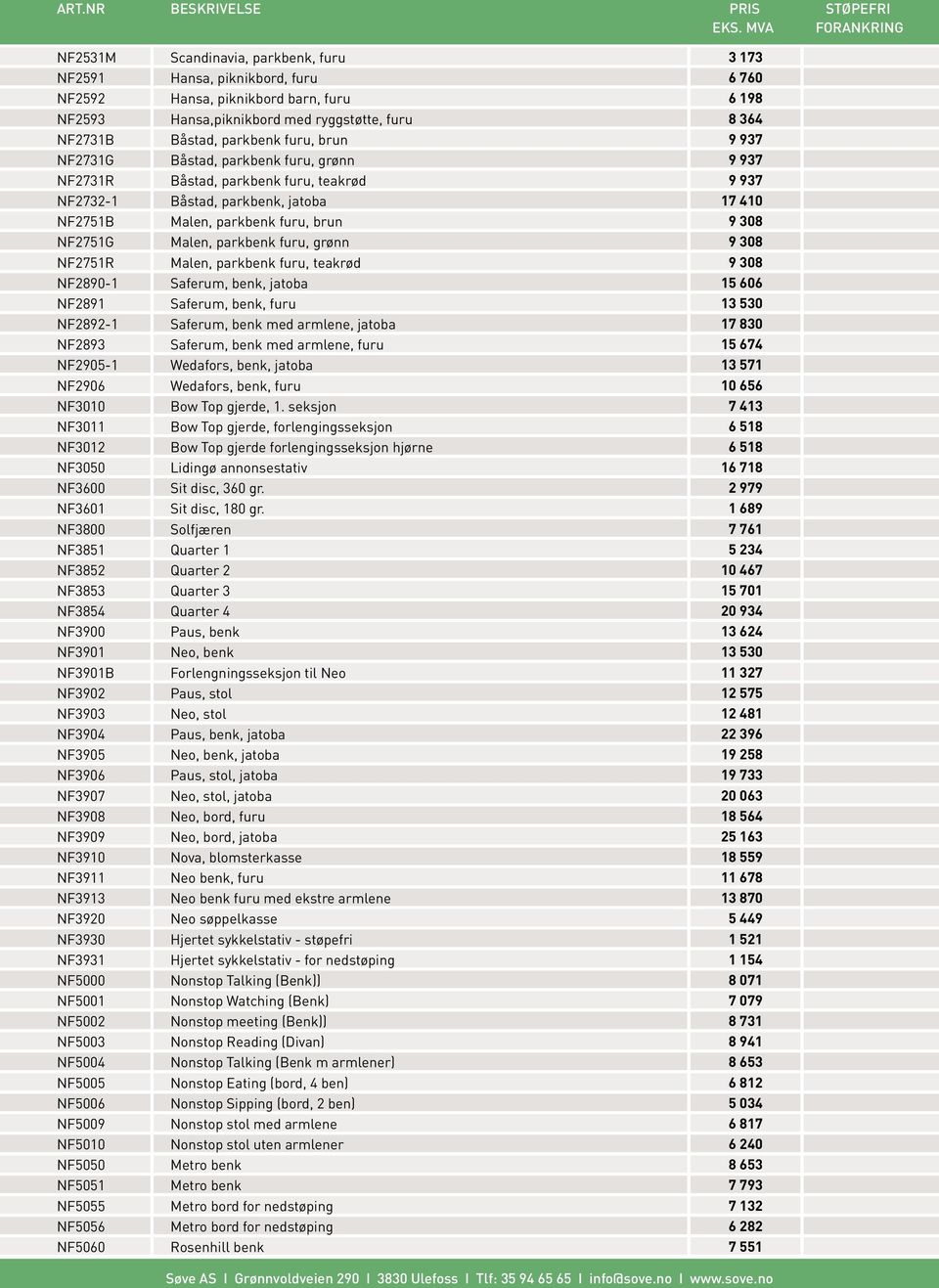 teakrød NF2890-1 Saferum, benk, jatoba NF2891 Saferum, benk, furu NF2892-1 Saferum, benk med armlene, jatoba NF2893 Saferum, benk med armlene, furu NF2905-1 Wedafors, benk, jatoba NF2906 Wedafors,