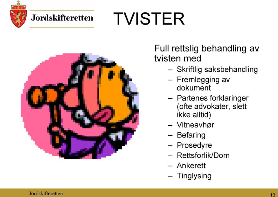 forklaringer (ofte advokater, slett ikke alltid) Vitneavhør