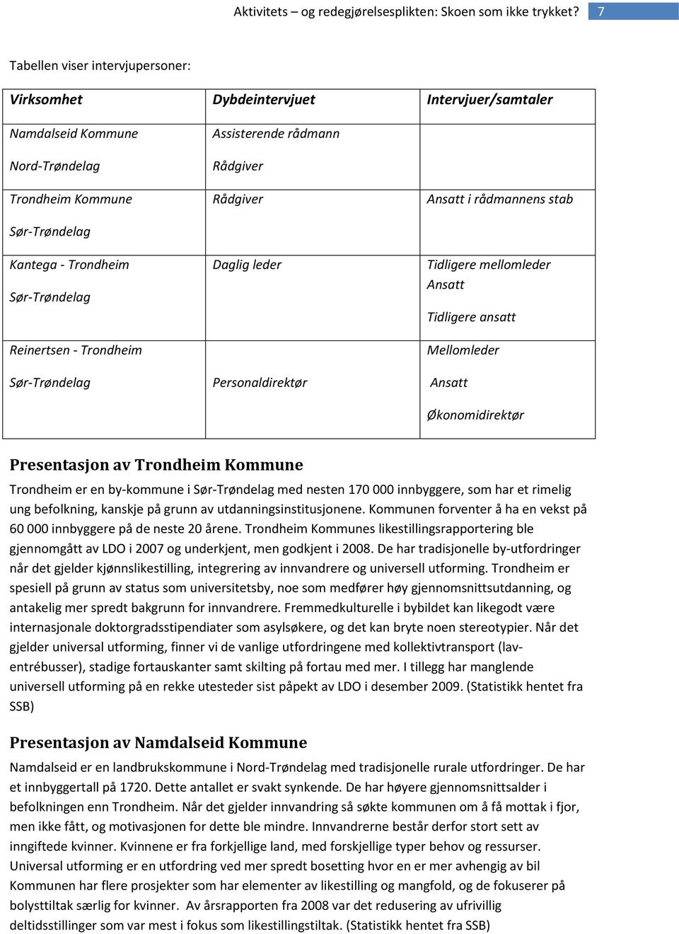 Presentasjon av Trondheim Kommune Trondheim er en by-kommune i Sør-Trøndelag med nesten 170 000 innbyggere, som har et rimelig ung befolkning, kanskje på grunn av utdanningsinstitusjonene.