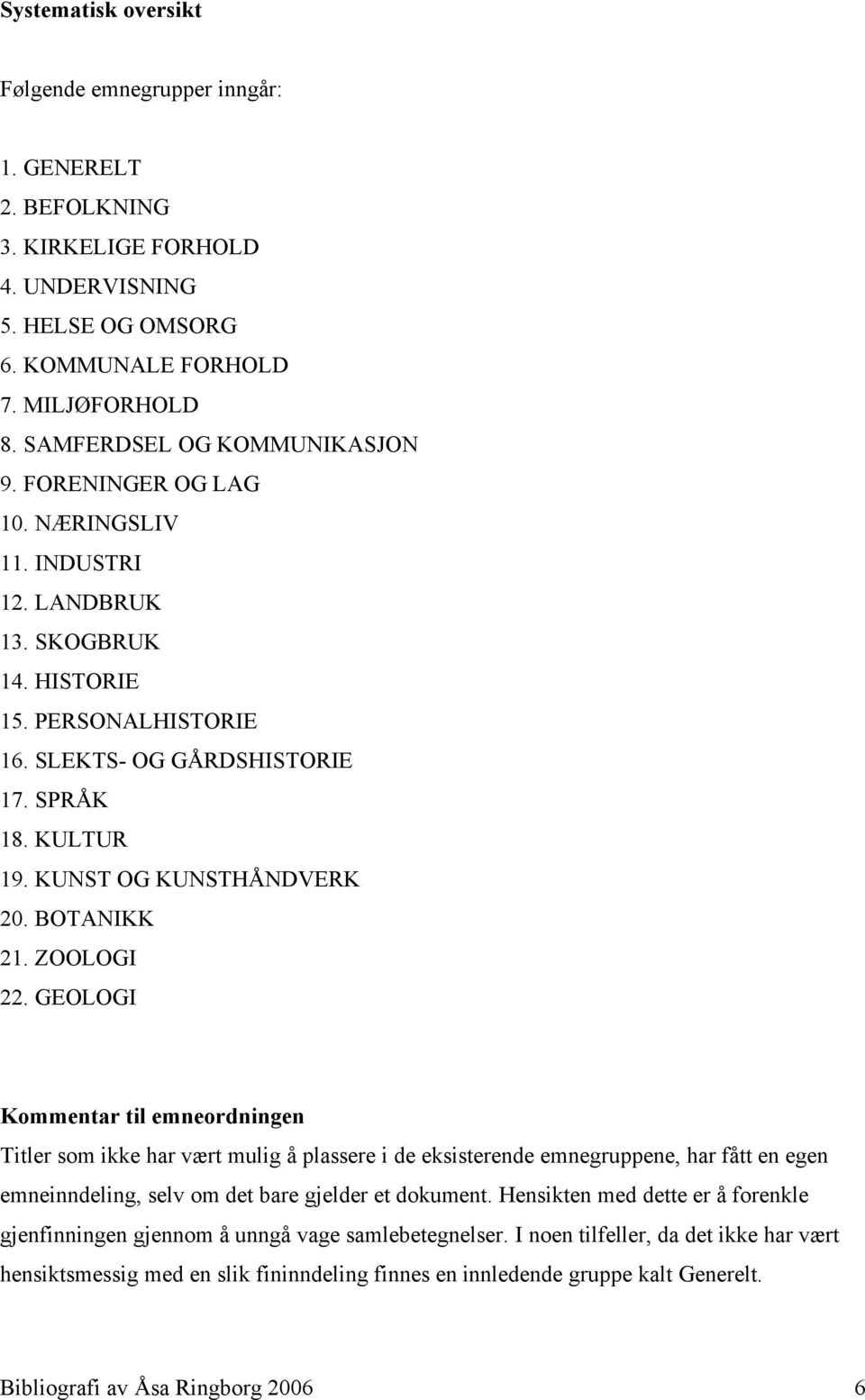 KUNST OG KUNSTHÅNDVERK 20. BOTANIKK 21. ZOOLOGI 22.