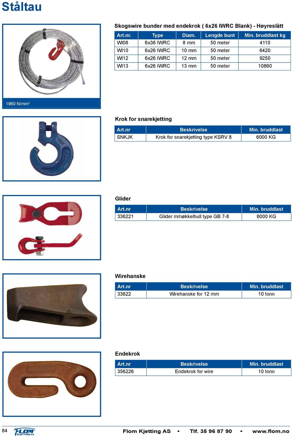 Krok for snarekjetting Art.nr Beskrivelse bruddlast SNKJK Krok for snarekjetting type KSRV 8 6000 KG Glider Art.