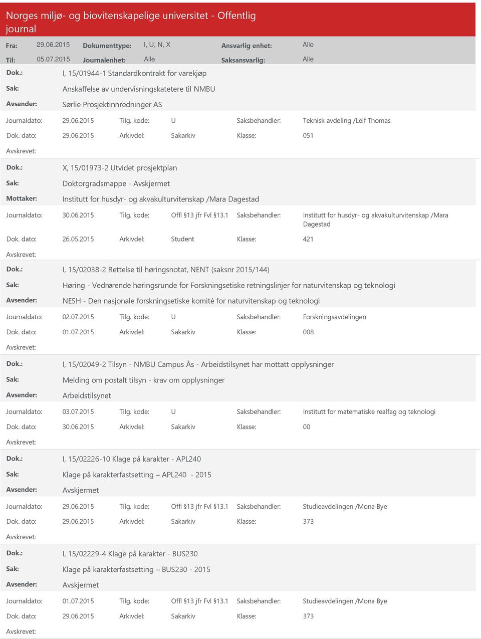 kode: Institutt for husdyr- og akvakulturvitenskap /Mara Dagestad Dok. dato: 26.05.