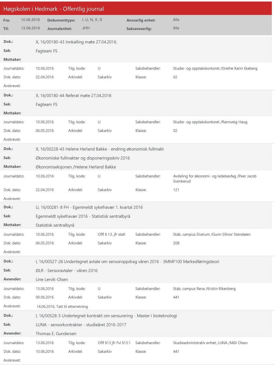 2016 Arkivdel: Sakarkiv 02 X, 16/00228-43 Helene Herland Bakke - endring økonomisk fullmakt Økonomiske fullmakter og disponeringsskriv 2016 Økonomiseksjonen /Helene Herland Bakke Avdeling for