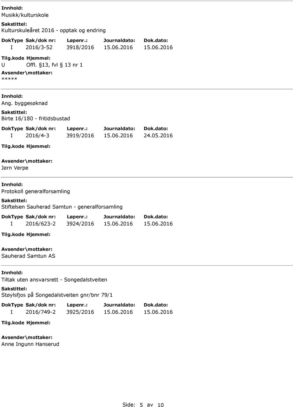 2016 Jørn Verpe Protokoll generalforsamling Stiftelsen Sauherad Samtun - generalforsamling 2016/623-2 3924/2016