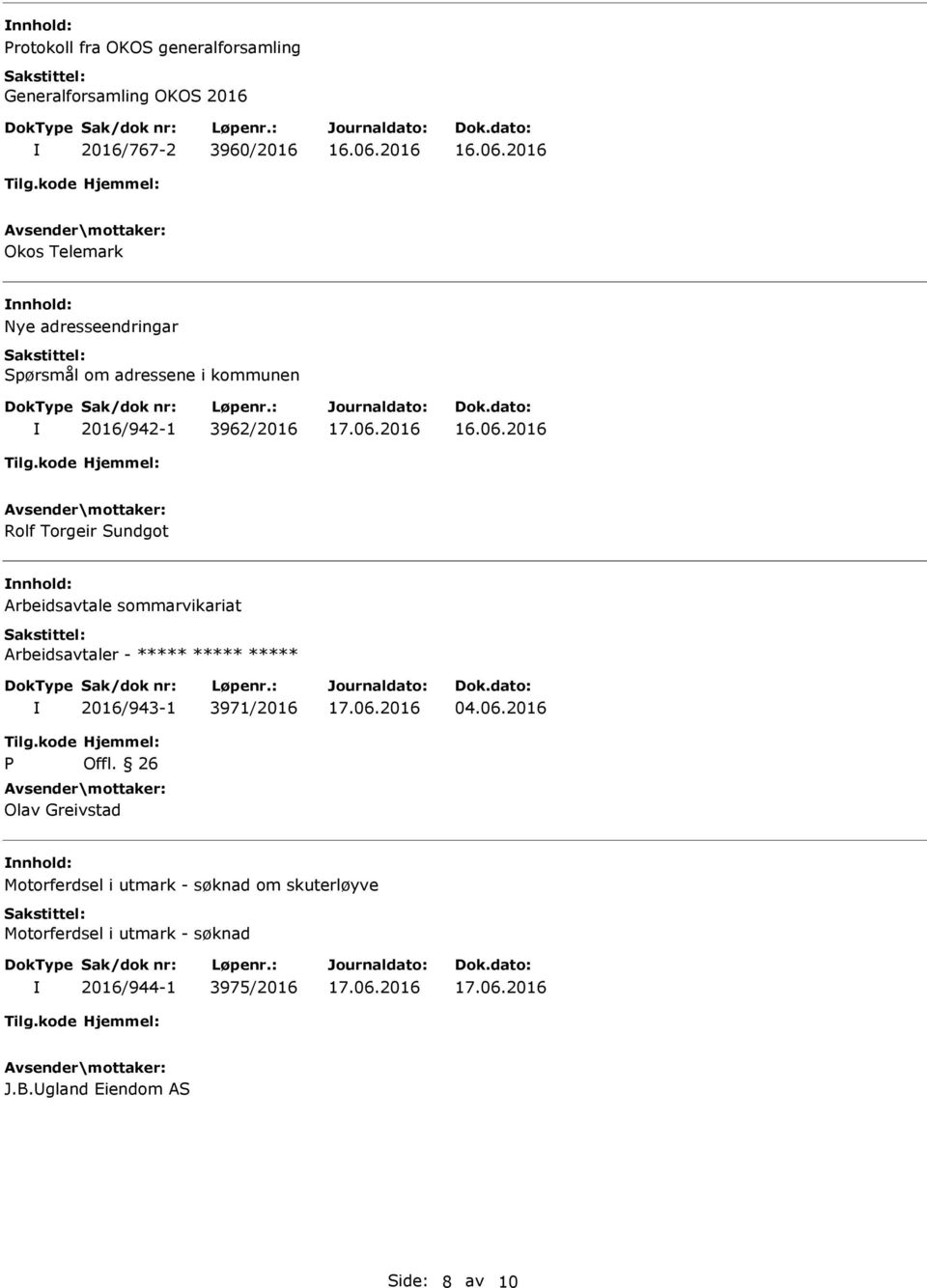 sommarvikariat Arbeidsavtaler - 2016/943-1 3971/2016 04.06.2016 P Offl.