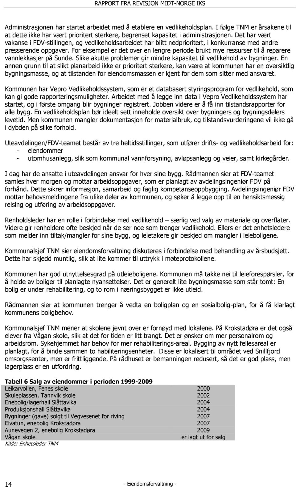 For eksempel er det over en lengre periode brukt mye ressurser til å reparere vannlekkasjer på Sunde. Slike akutte problemer gir mindre kapasitet til vedlikehold av bygninger.