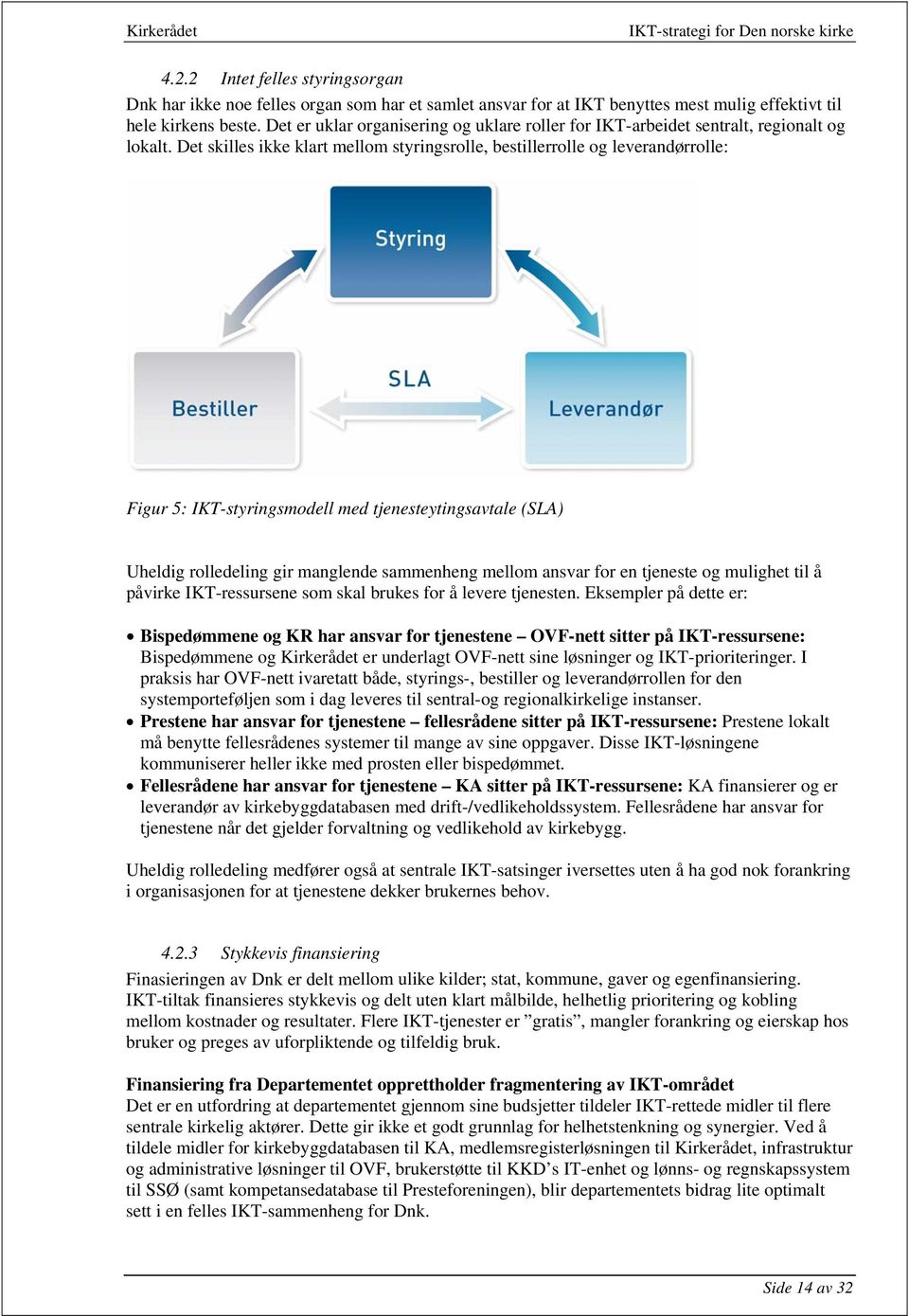Det skilles ikke klart mellom styringsrolle, bestillerrolle og leverandørrolle: Figur 5: IKT-styringsmodell med tjenesteytingsavtale (SLA) Uheldig rolledeling gir manglende sammenheng mellom ansvar