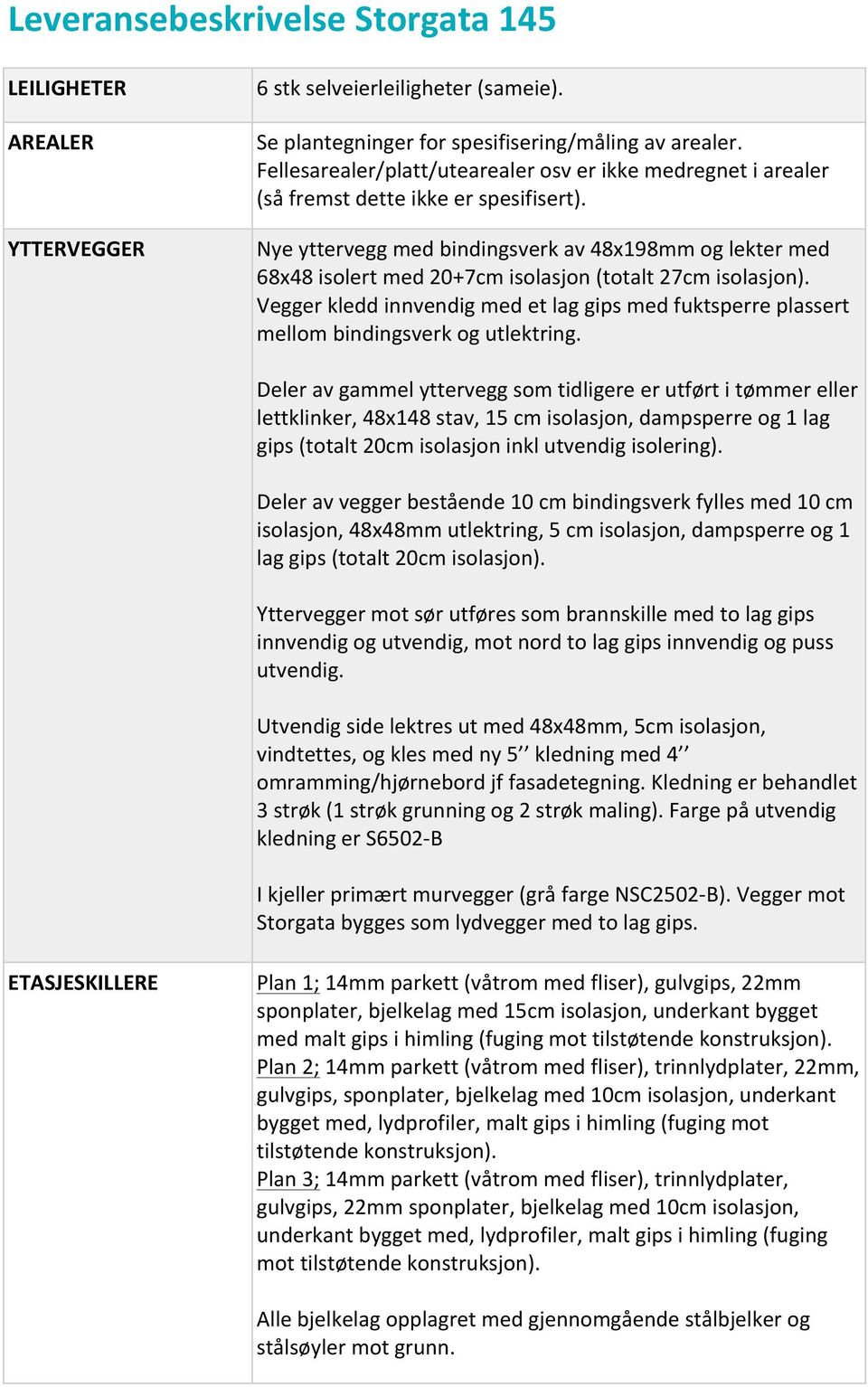 Nye yttervegg med bindingsverk av 48x198mm og lekter med 68x48 isolert med 20+7cm isolasjon (totalt 27cm isolasjon).