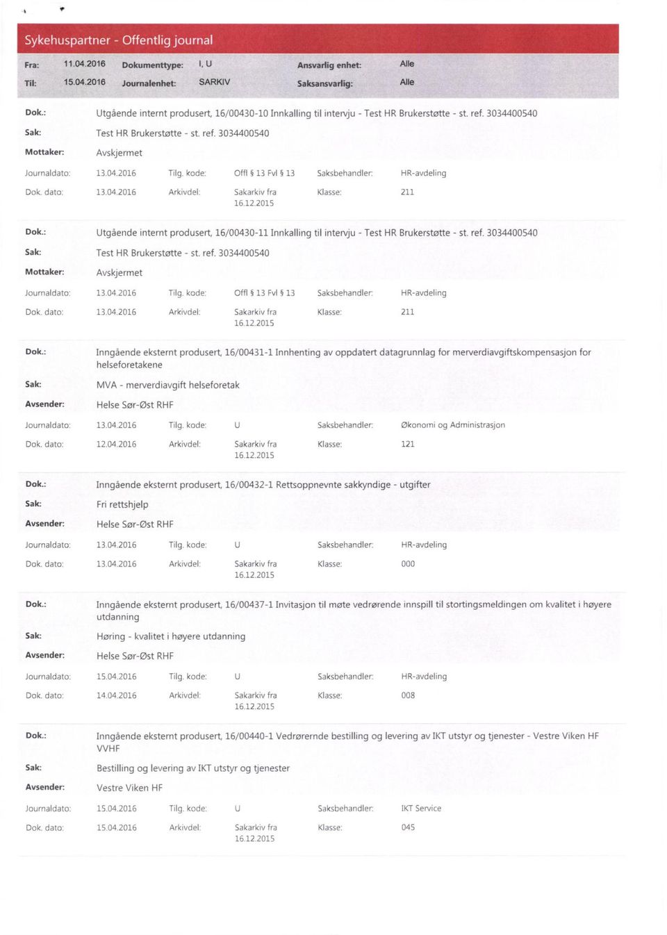 kode: Offl 13 Fvl 13 Saksbehandier HR-avdeling Dok. dato: 13.04.